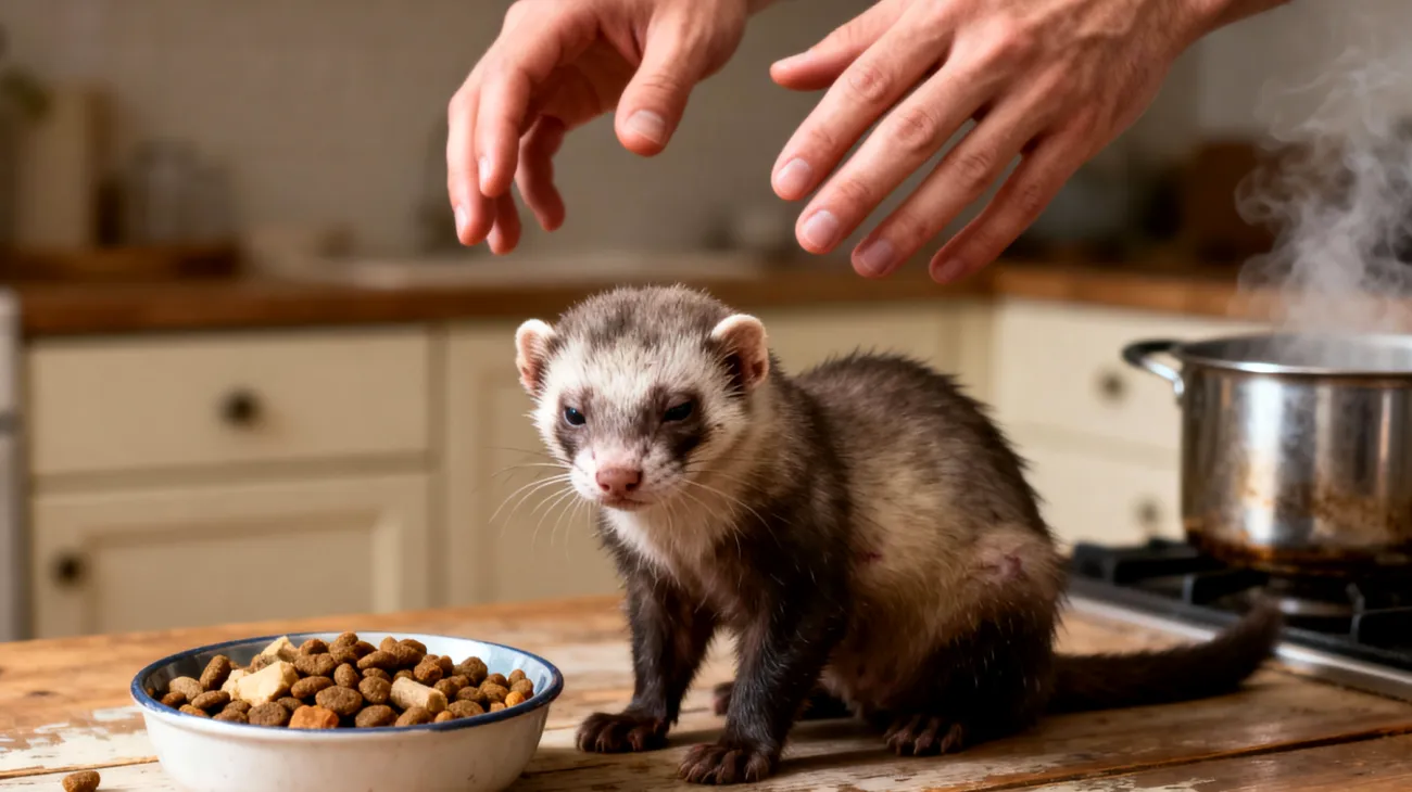 Erwachsene Frettchen benötigen eine ausgewogene, proteinreiche Ernährung mit mindestens 35-40% Protein und 15-20% Fett, aber viele Halter füttern ungeeignete Katzenfutter oder kohlenhydratreiche Nahrung, was zu Verdauungsproblemen und Insulinomen führen kann"