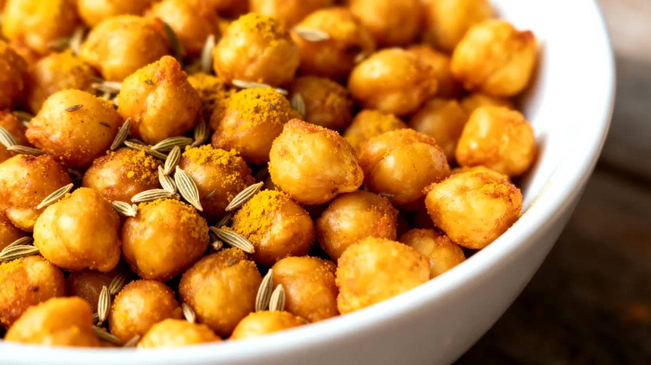 Geröstete Kichererbsen mit Fenchelsamen und Kurkuma"