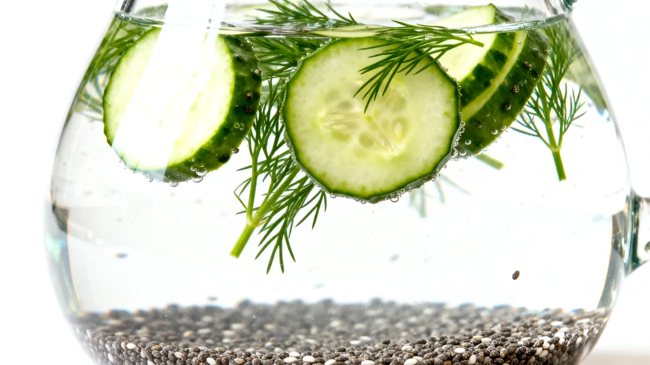 Gurken-Dill-Wasser mit Leinsamen"