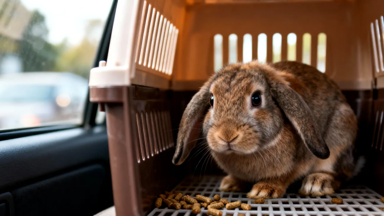 Kaninchen zeigen während Reisen häufig Stress und Angst, was zu Appetitlosigkeit, Verstecken und ungewöhnlich aggressivem oder zurückgezogenem Verhalten führen kann, da sie sehr territoriale und routine-orientierte Tiere sind"