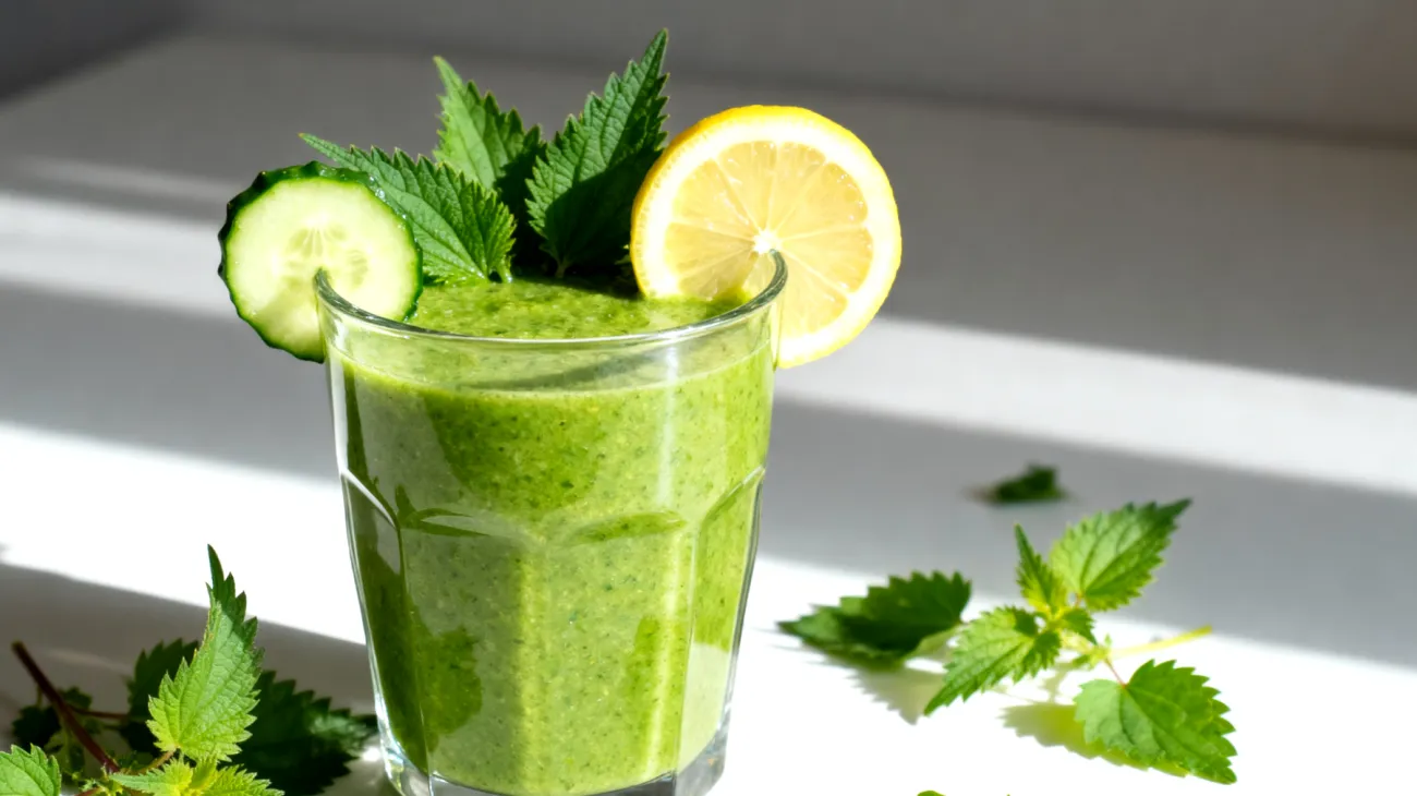 Löwenzahn-Brennnessel-Smoothie mit Gurke und Zitrone"