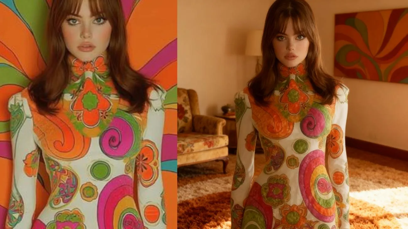 Direkt aus den 60ern 🌈✨ Ich bin besessen davon, wie laut und kompromisslos die Mode früher war. Kräftige Muster, psychedelische Wirbel und Farben, die nicht um Erlaubnis fragen. Dieser Look ist pure Vintage-Fantasie. Verspielt, furchtlos und ein bisschen trippy. Manchmal geht es nicht um Trends, sondern um Attitude 🌀💋 Würdest du das tragen oder es nur für immer anstarren? #OOTD #subjectandmatter #60erMode #outfitoftheday #tragbareKunst"