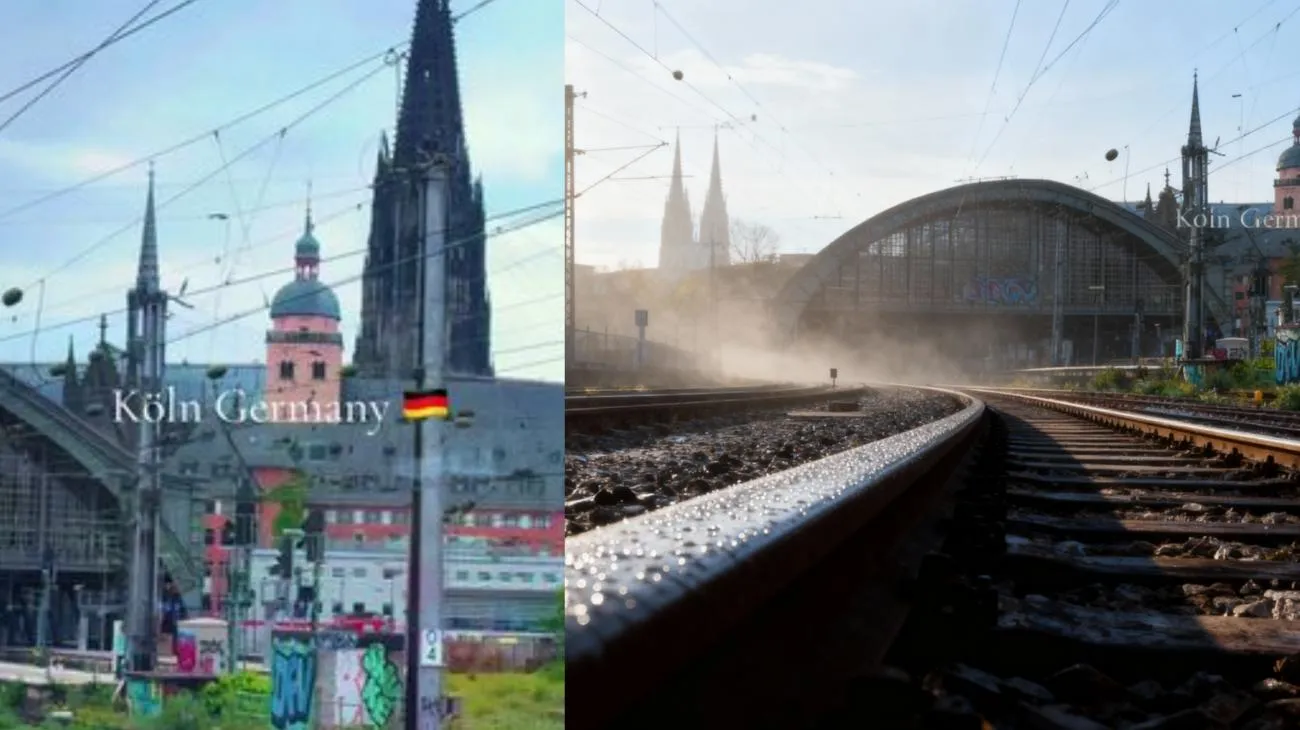 Morgenaussicht aus dem Zug in Köln 🚆✨ #Cologne #Köln #KölnerDom #TrainJourney #GermanyTravel"