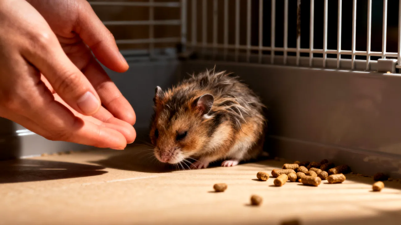 Ein junger Hamster zeigt ungewöhnliche Verhaltensweisen wie übermäßiges Kratzen, Appetitlosigkeit oder Lethargie, und der Besitzer ist unsicher, ob dies normale Entwicklungsphasen sind oder ob ein Tierarztbesuch notwendig ist"