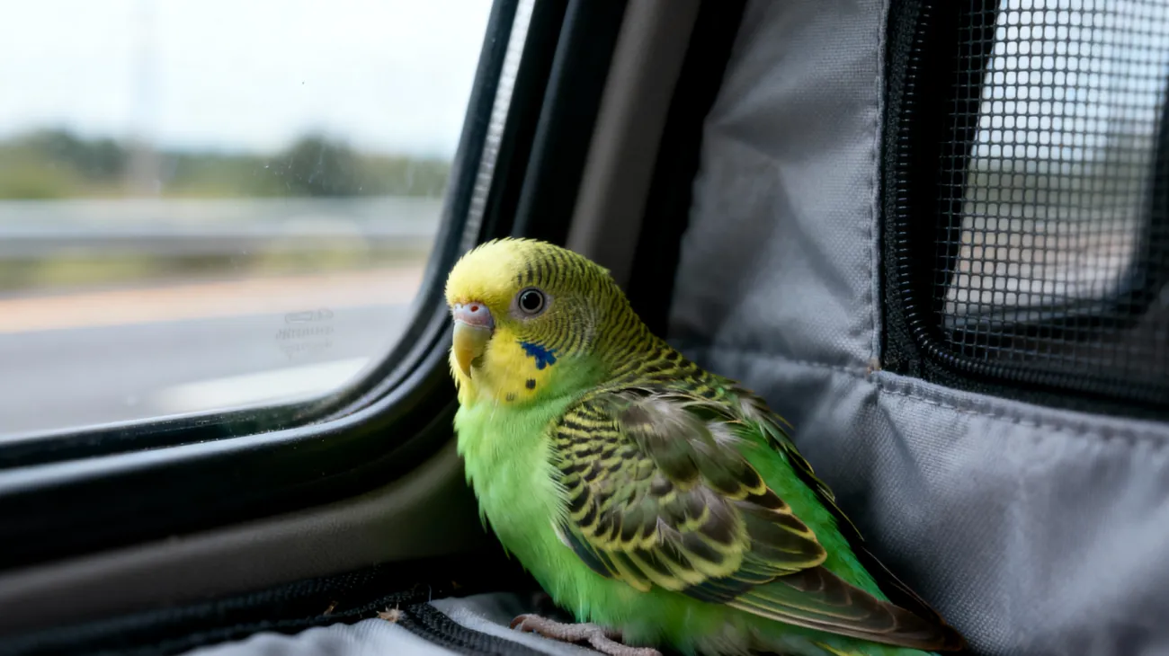 Wellensittiche leiden während Reisen unter hohem Stress durch ungewohnte Umgebung, Bewegungen und Geräusche, was zu Angstverhalten, Federpicken oder sogar gesundheitlichen Problemen führen kann"